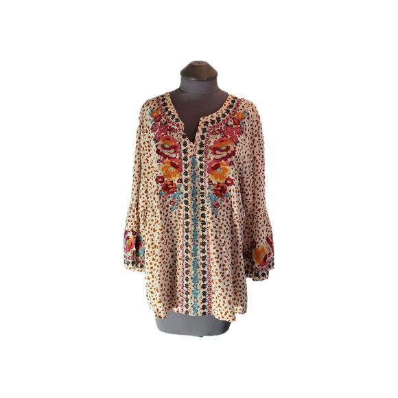 Savanna Jane Size L Long Bell Sleeved Pullover Boho Blouse - Picture 1 of 13